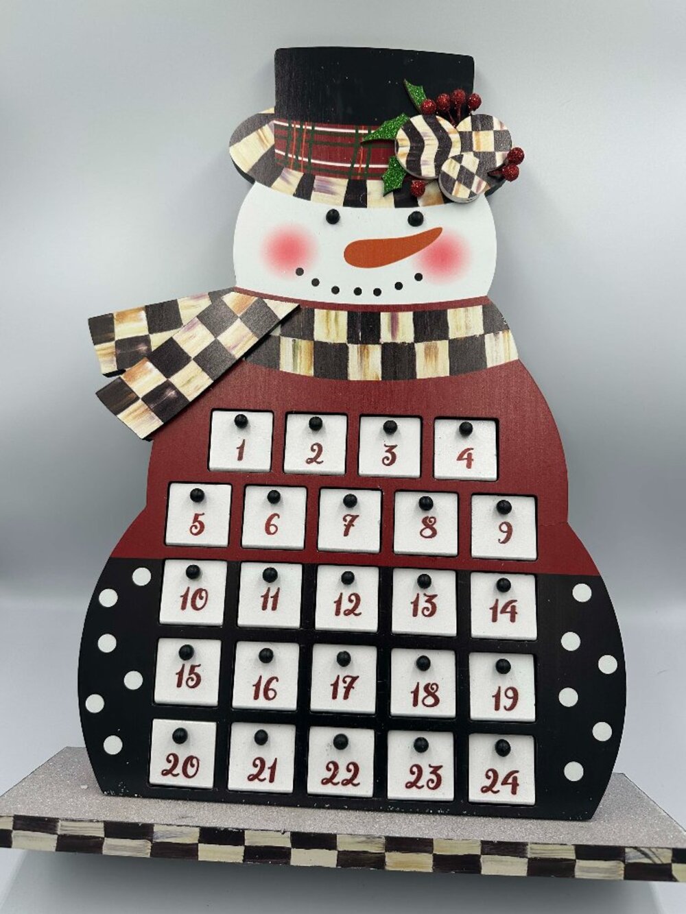 MacKenzie-Childs Courtly Check Snowman Advent Calendar Xmas READ! Needs Repairs